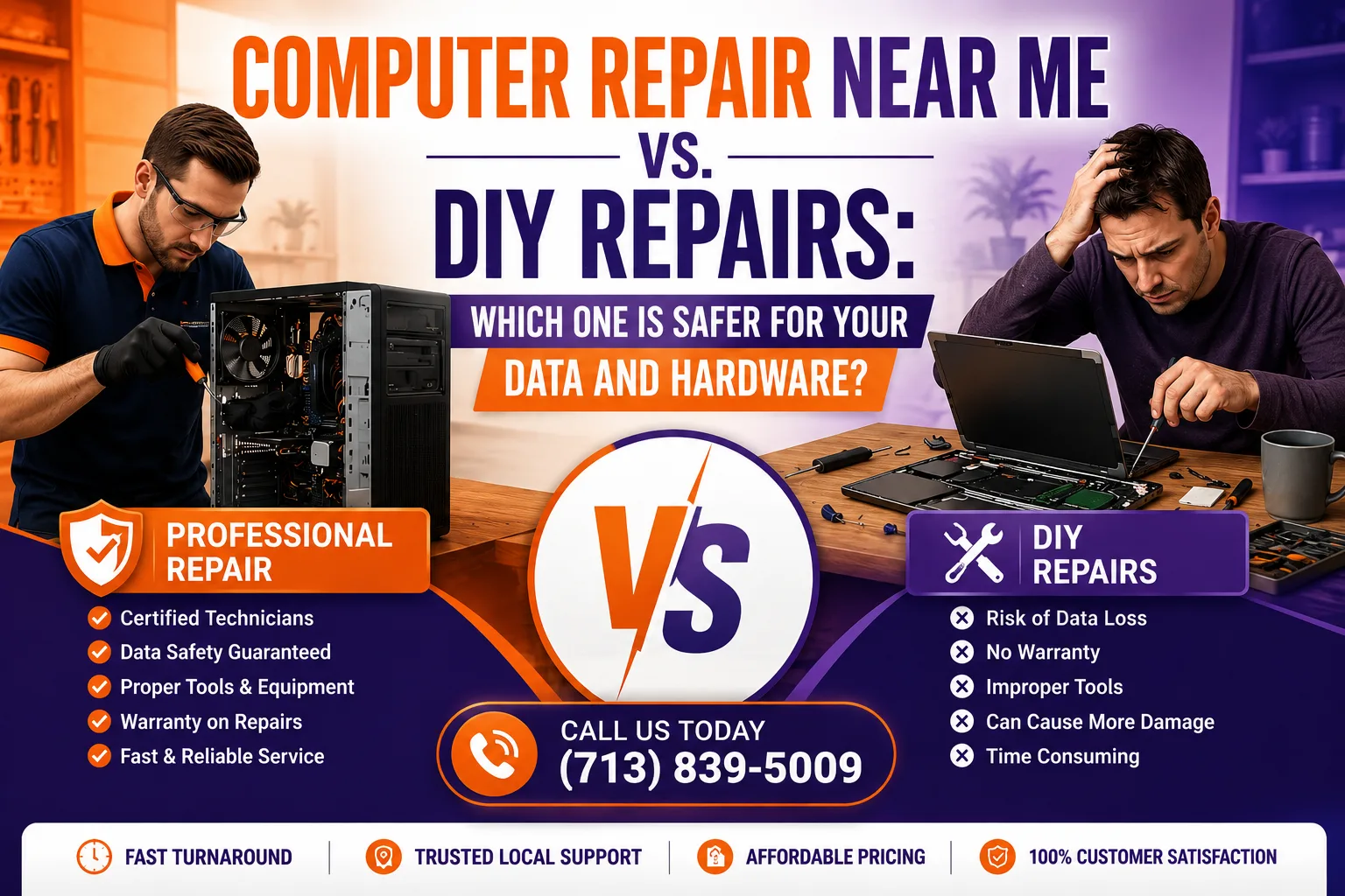Computer Repair Near Me vs. DIY Repairs: Which One Is Safer for Your Data and Hardware?